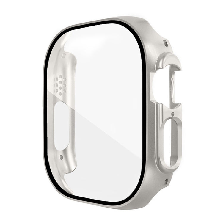 Mega Fed Apple Watch Ultra Cover med Skærmbeskytter i Plastik og Hærdet Glas - Sølv#serie_11