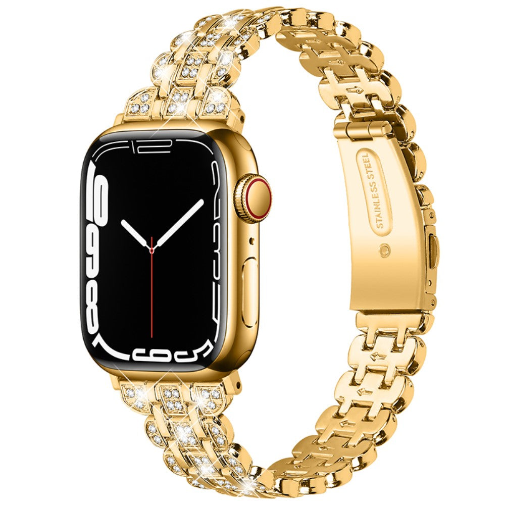 Mega elegant Universal Apple Metal og  Rhinsten Urrem - Guld#serie_3