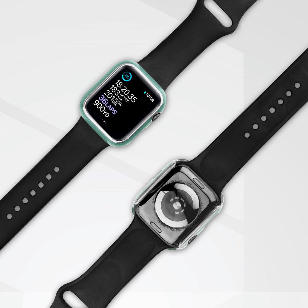Mega Fint Apple Watch Series 8 (41mm) / Apple Watch Series 7 41mm Cover med Skærmbeskytter i Plastik og Hærdet Glas - Grøn#serie_11