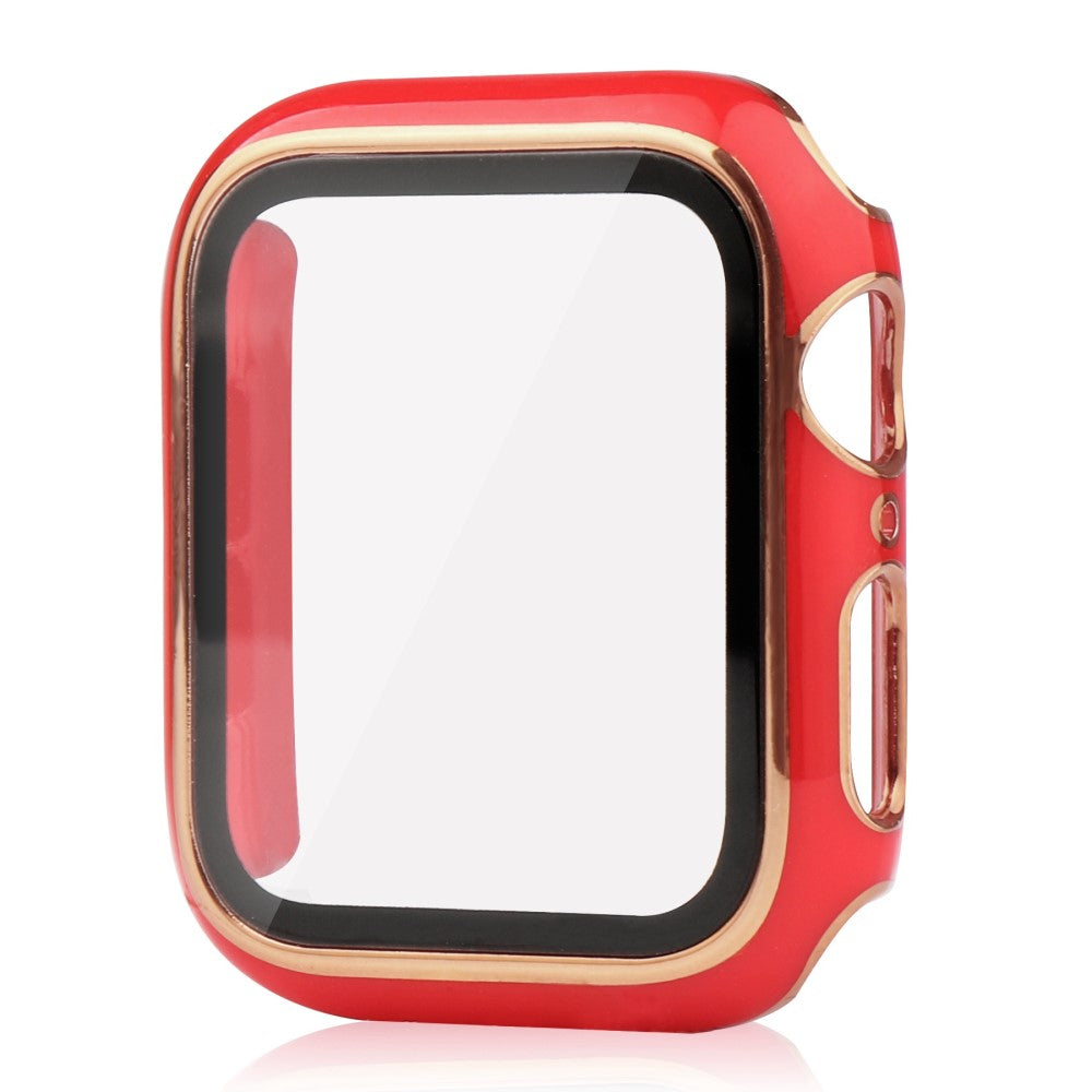 Mega Fint Apple Watch Series 8 (41mm) / Apple Watch Series 7 41mm Cover med Skærmbeskytter i Plastik og Hærdet Glas - Rød#serie_7