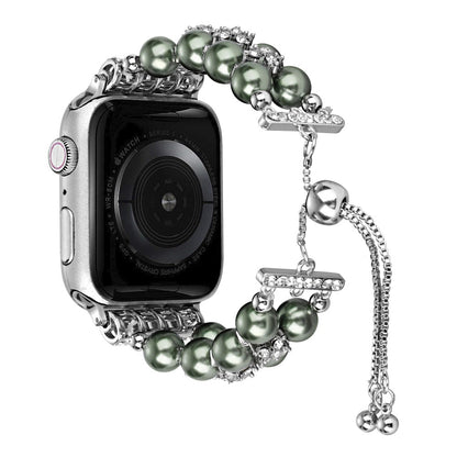 Sejt Plastik Og Rhinsten Universal Rem passer til Apple Smartwatch - Grøn#serie_2