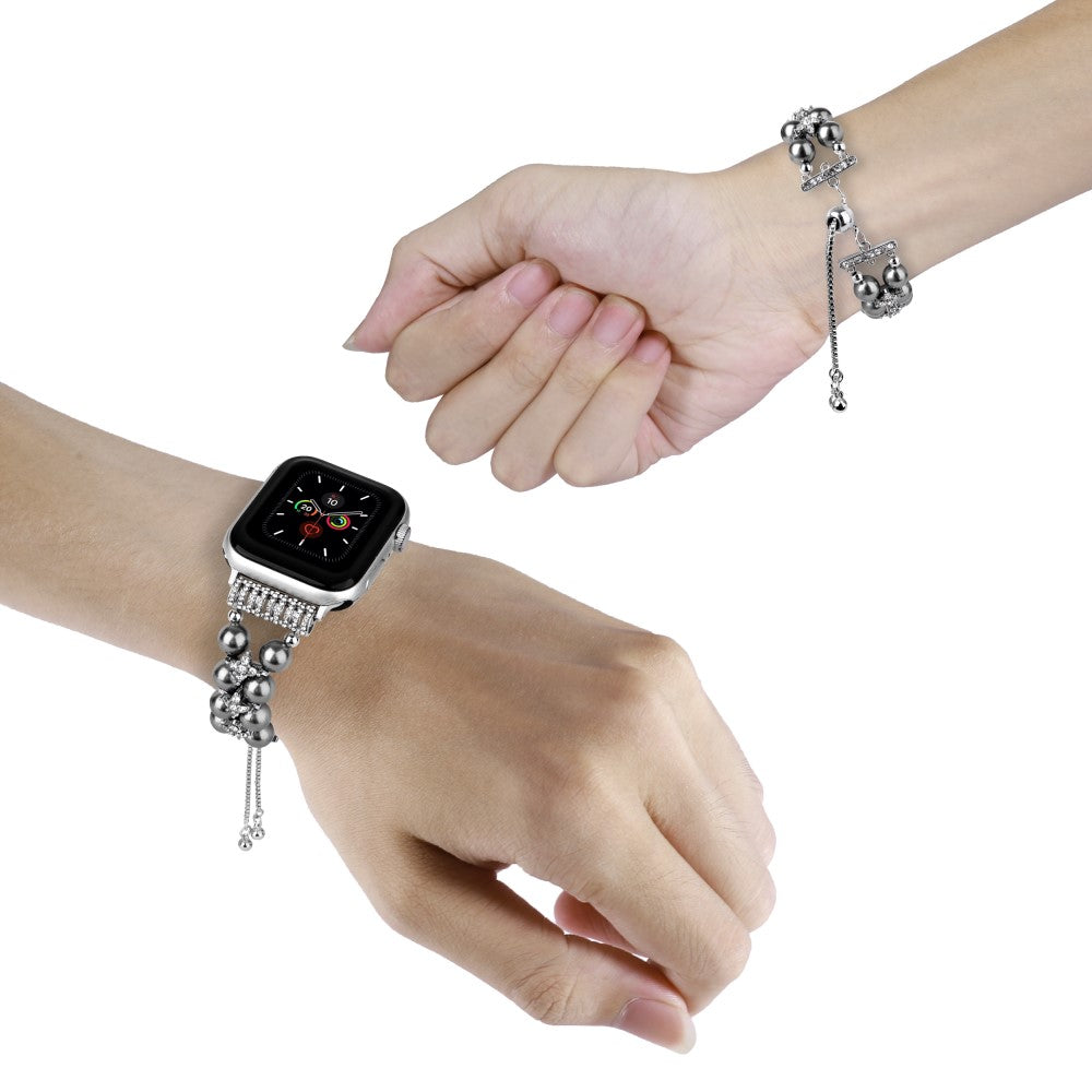 Sejt Plastik Og Rhinsten Universal Rem passer til Apple Smartwatch - Sølv#serie_6