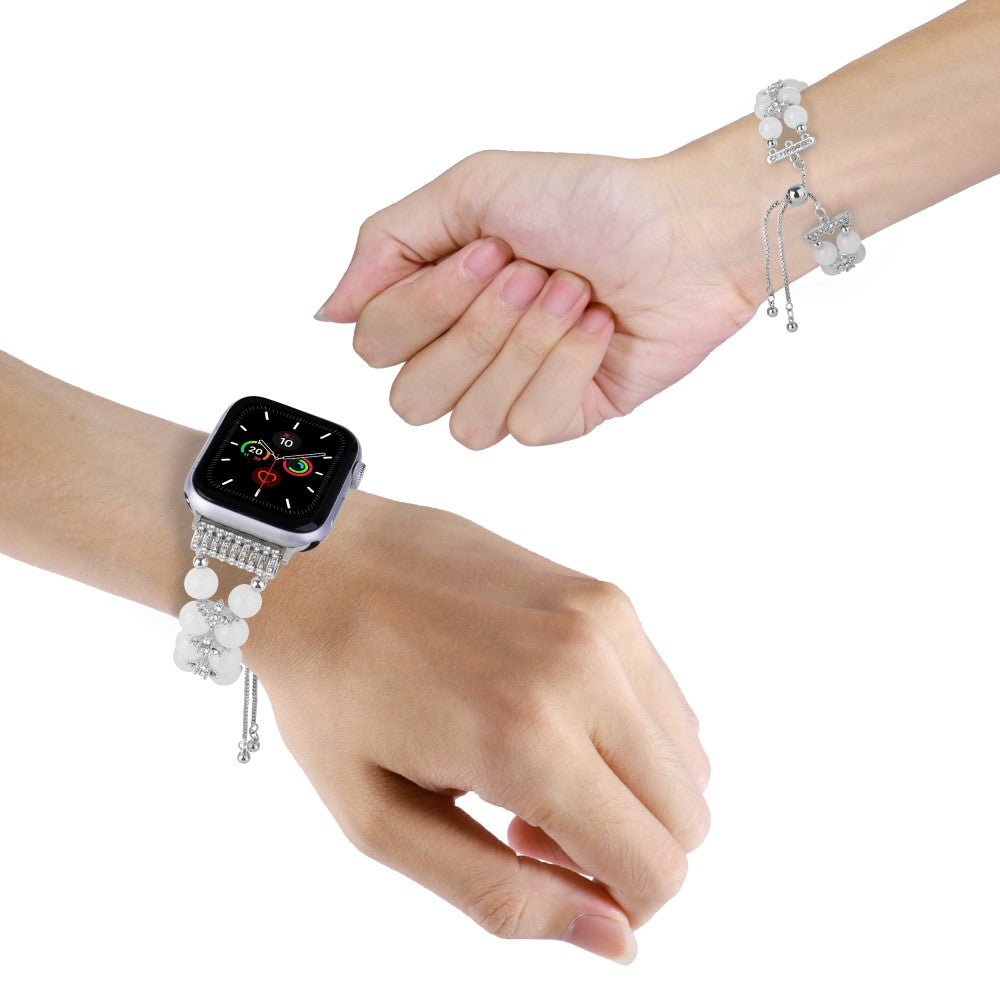 Sejt Plastik Og Rhinsten Universal Rem passer til Apple Smartwatch - Hvid#serie_9
