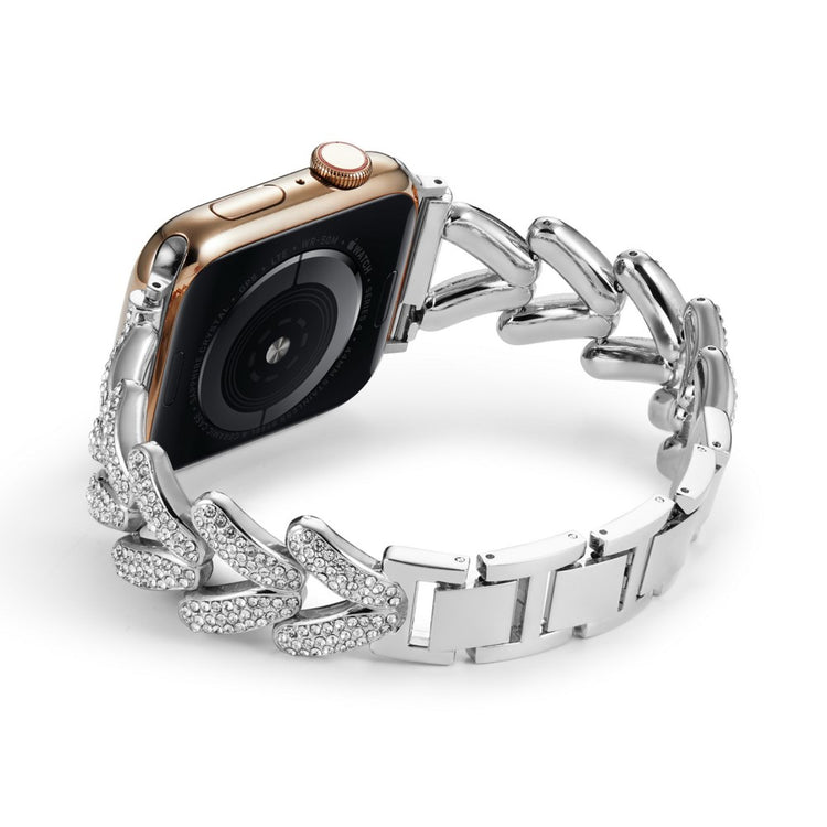 Vildt Fed Metal Og Rhinsten Universal Rem passer til Apple Smartwatch - Sølv#serie_4