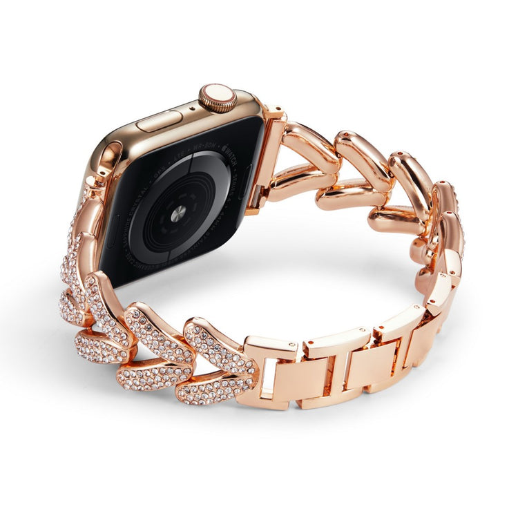 Vildt Fed Metal Og Rhinsten Universal Rem passer til Apple Smartwatch - Pink#serie_5