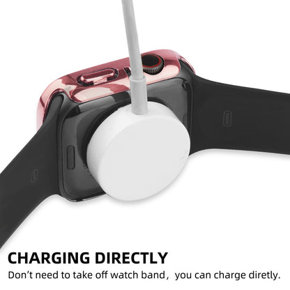 Super Fint Apple Watch Series 8 (45mm) / Apple Watch Series 7 45mm Cover med Skærmbeskytter i Plastik, Rhinsten og Hærdet Glas - Pink#serie_5