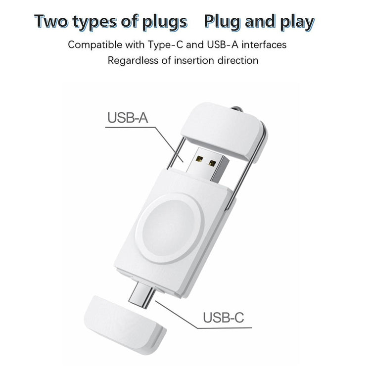 1m Plastik Universal Apple Trådløs Magnetisk  USB Type-C Ladestation - Hvid#serie_109