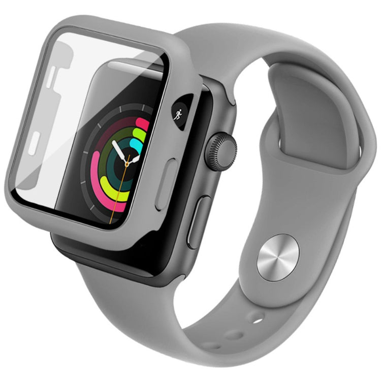 Apple Watch Series 1-3 38mm Silikone Cover med Rem og Hærdet Glas - Sølv#serie_4