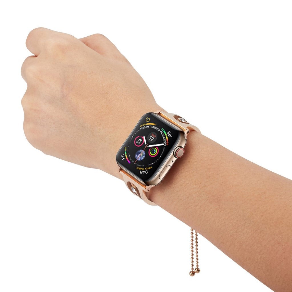 Klassisk Apple Watch Series 4 40mm Metal og Rhinsten Rem - Guld#serie_079