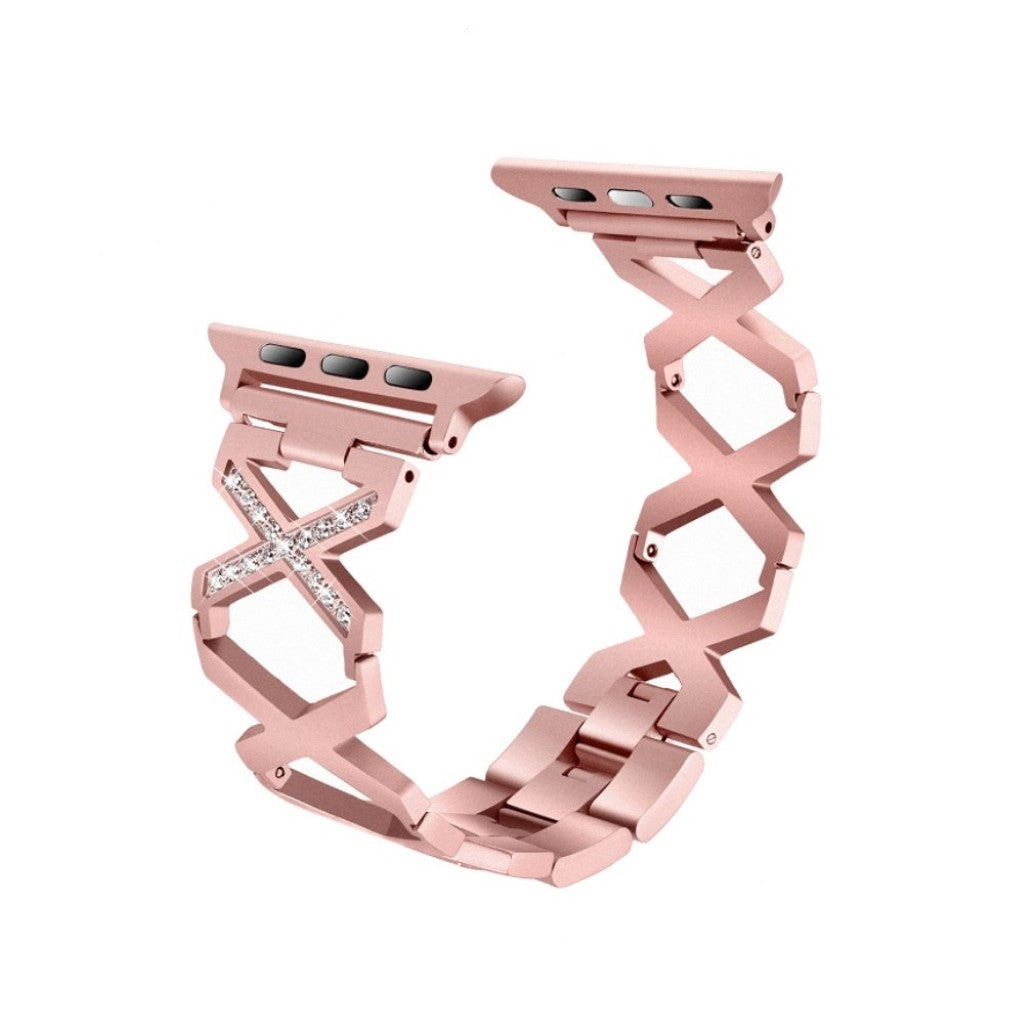 Smuk Apple Watch Series 4 44mm Metal og Rhinsten Rem - Pink#serie_3