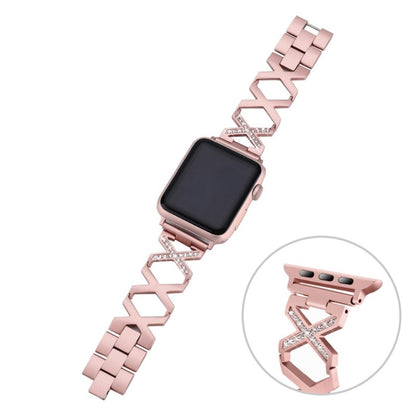 Smuk Apple Watch Series 4 44mm Metal og Rhinsten Rem - Pink#serie_3