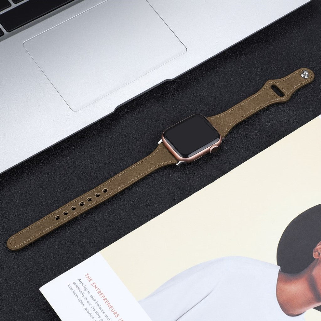 Rigtigt skøn Apple Watch Series 5 40mm Ægte læder Rem - Brun#serie_4