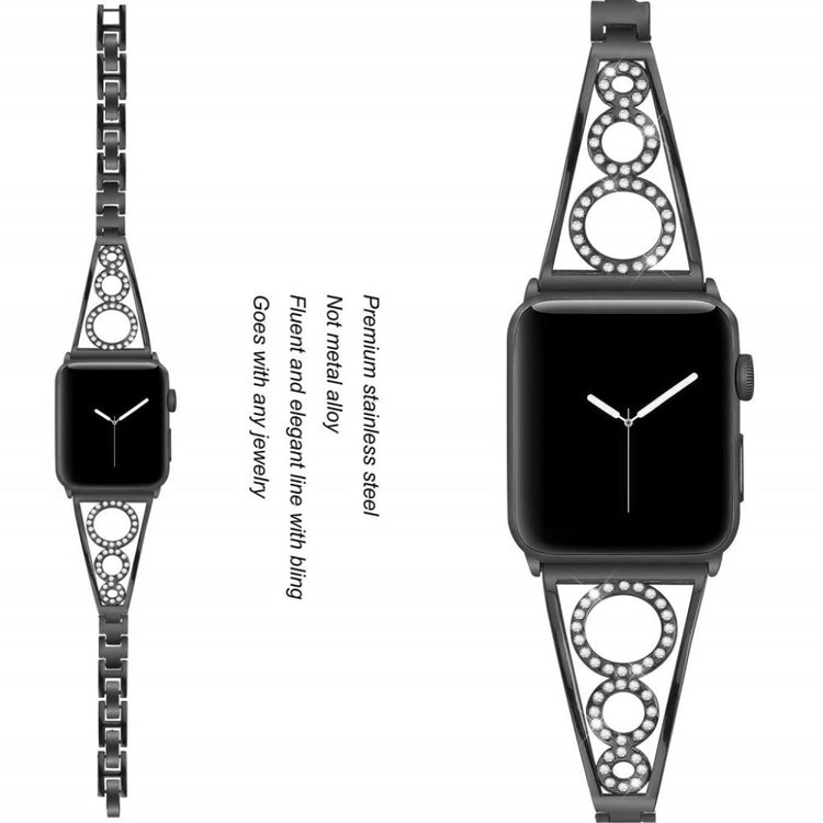 Pænt Apple Watch Series 5 40mm Metal og Rhinsten Rem - Sort#serie_2