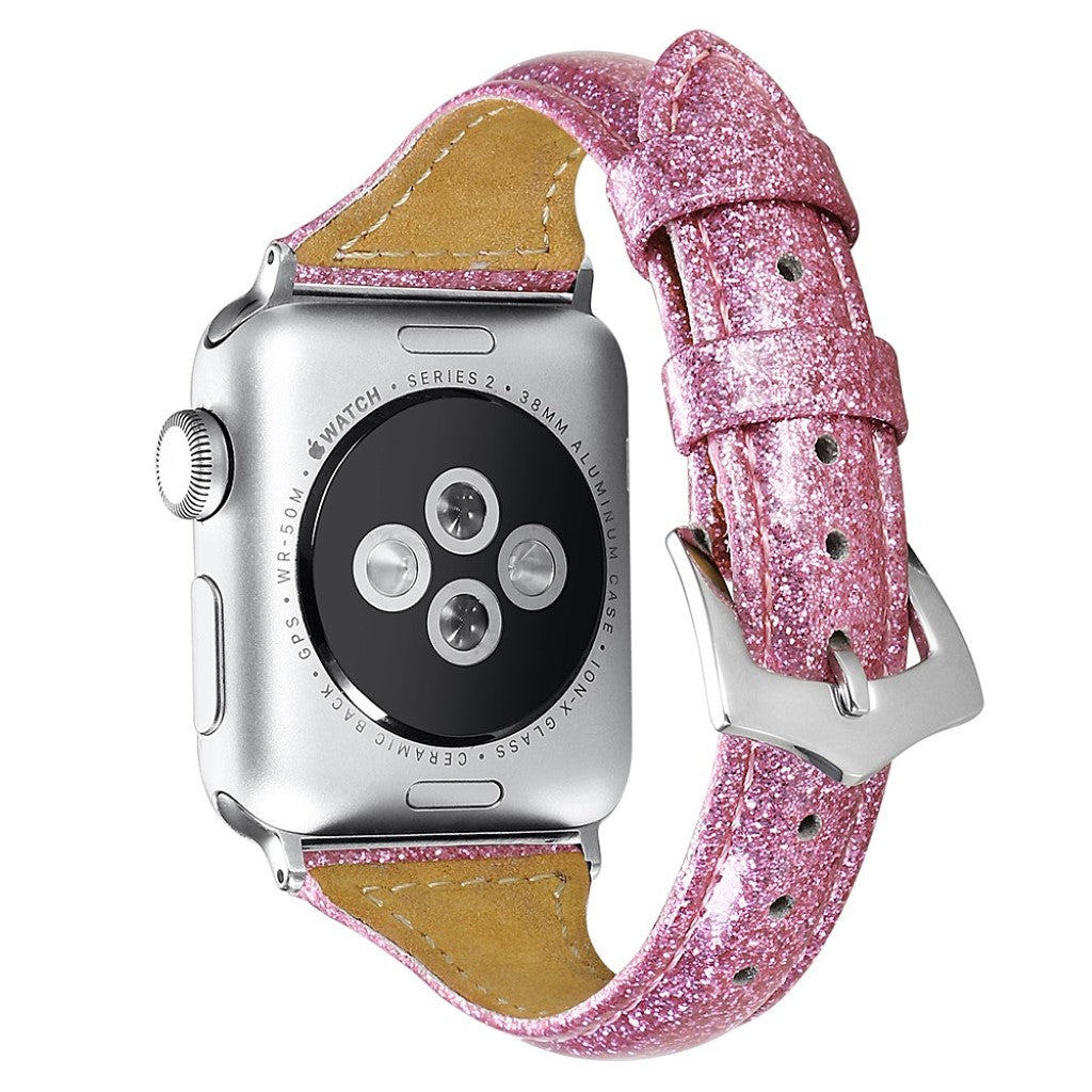 Rigtigt fint Apple Watch Series 5 40mm Ægte læder Rem - Pink#serie_1