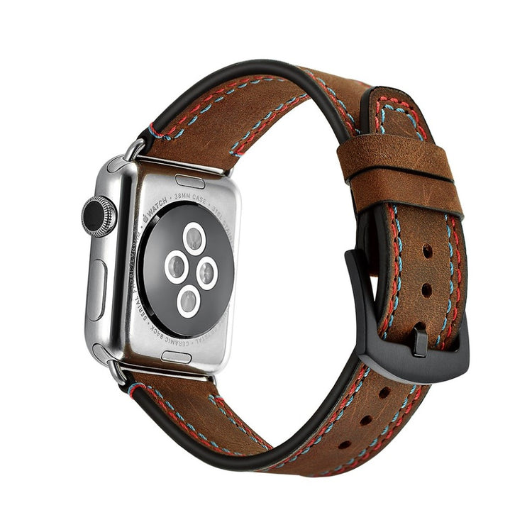  Apple Watch Series 5 40mm / Apple Watch 40mm Ægte læder Rem - Brun#serie_062