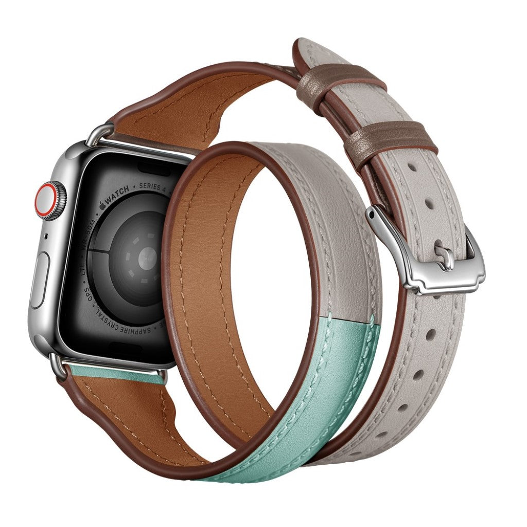  Apple Watch Series 5 40mm / Apple Watch 40mm Ægte læder Rem - Flerfarvet#serie_2