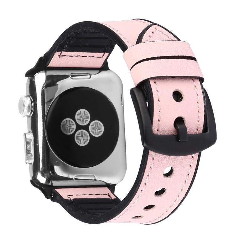 Pænt Apple Watch Series 5 44mm Ægte læder og Silikone Rem - Pink#serie_4