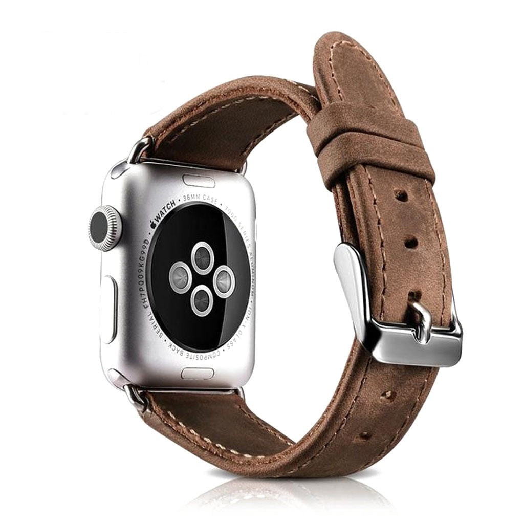  Apple Watch Series 5 44mm / Apple Watch 44mm Ægte læder Rem - Brun#serie_042