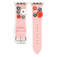 Correa de cuero auténtico para Apple Watch Series 5 44 mm con decoración floral 
