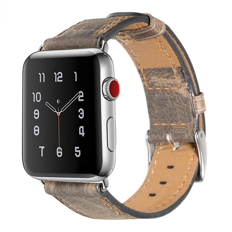 Meget hårdfør Apple Watch Series 5 44mm Ægte læder Rem - Brun#serie_3