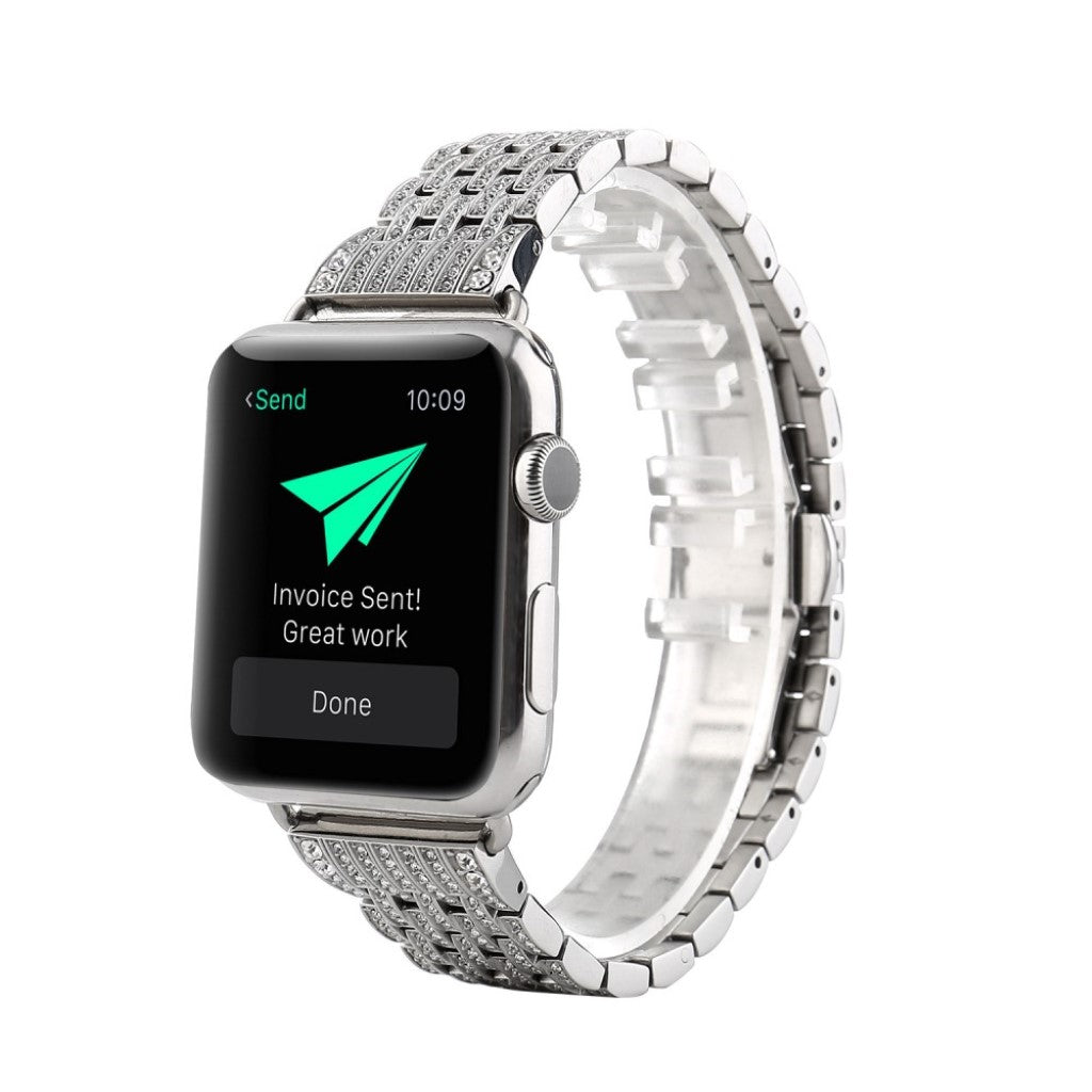  Apple Watch Series 5 44mm / Apple Watch 44mm Metal og Rhinsten Rem - Sølv#serie_4