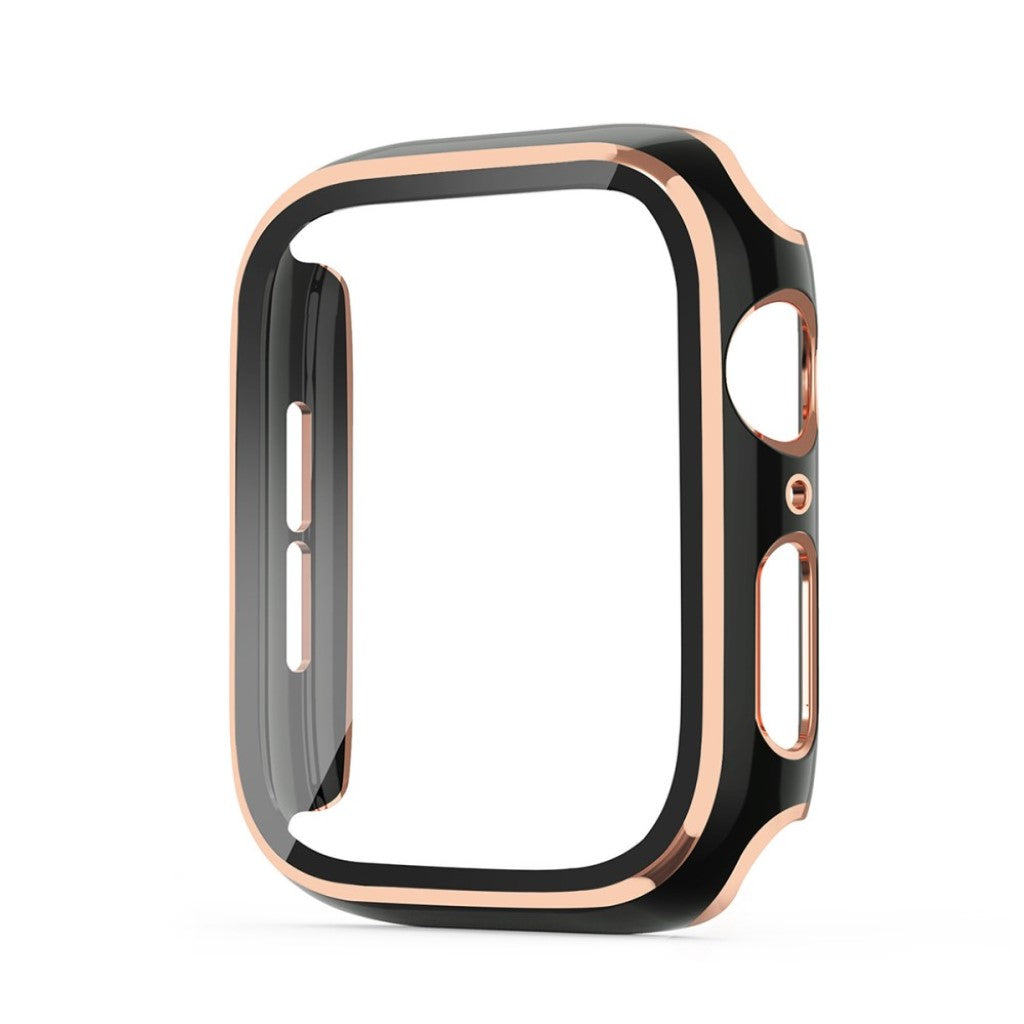 Rigtigt Flot Apple Watch Series 6 44mm / Apple Watch Series 5 44mm Cover med Skærmbeskytter i Silikone og Hærdet Glas - Sort#serie_3