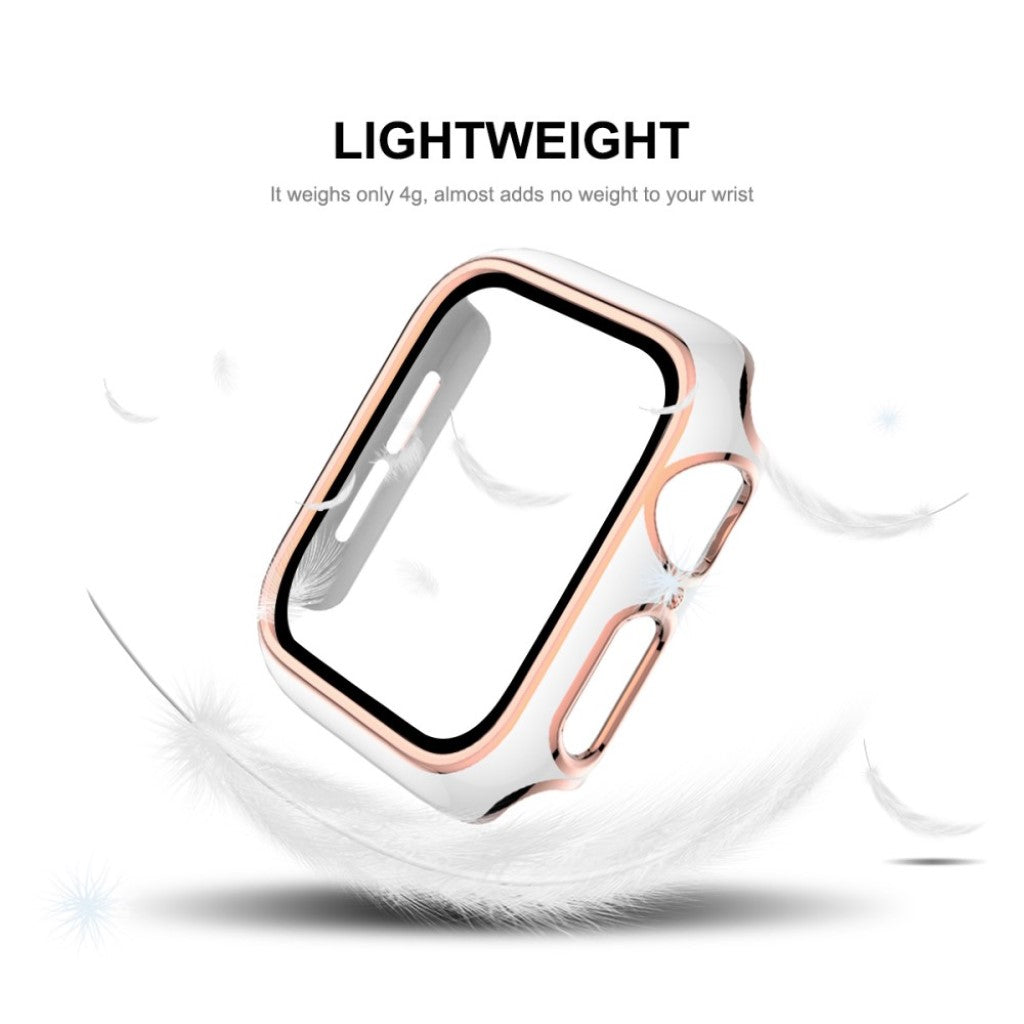 Rigtigt Flot Apple Watch Series 6 44mm / Apple Watch Series 5 44mm Cover med Skærmbeskytter i Silikone og Hærdet Glas - Sort#serie_3