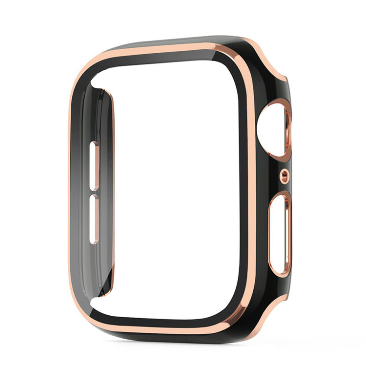 Rigtigt Flot Apple Watch Series 6 44mm / Apple Watch Series 5 44mm Cover med Skærmbeskytter i Silikone og Hærdet Glas - Sort#serie_3