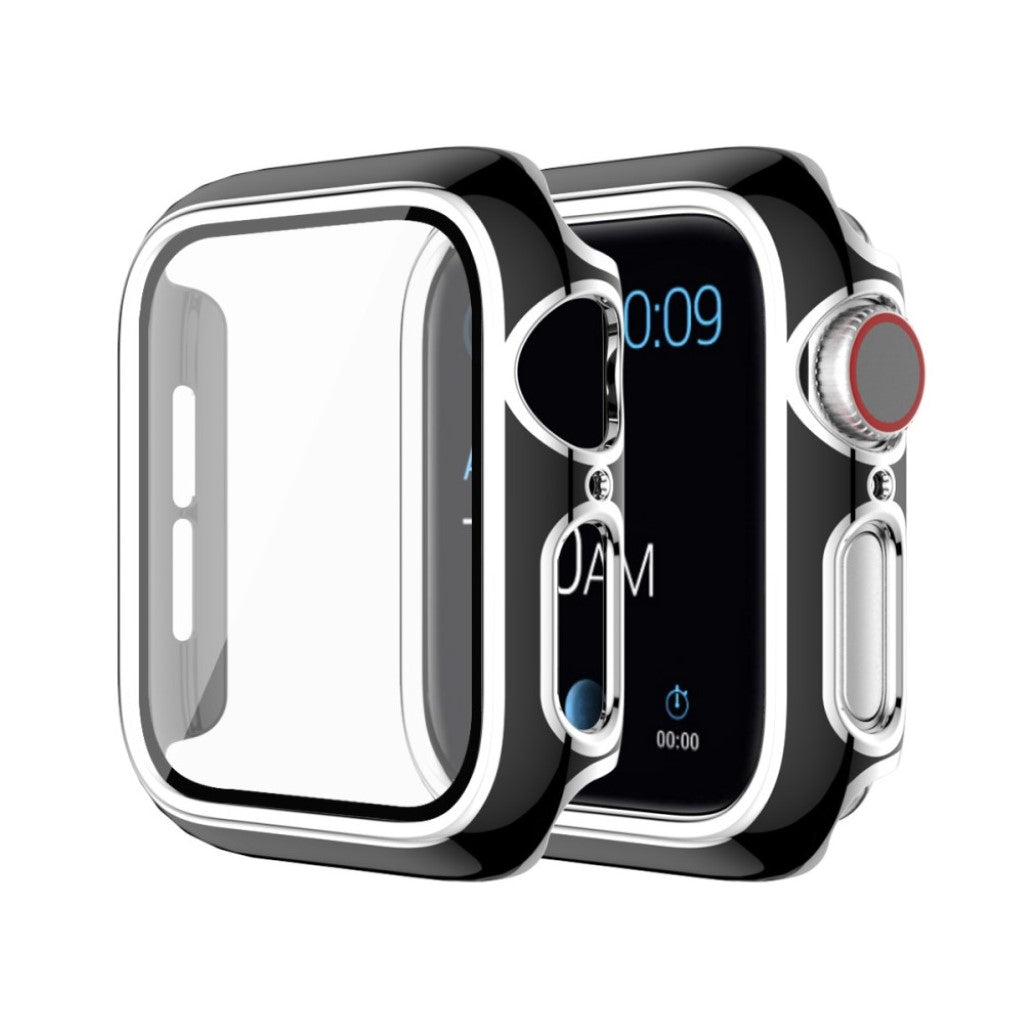 Rigtigt Flot Apple Watch Series 6 44mm / Apple Watch Series 5 44mm Cover med Skærmbeskytter i Silikone og Hærdet Glas - Sort#serie_4