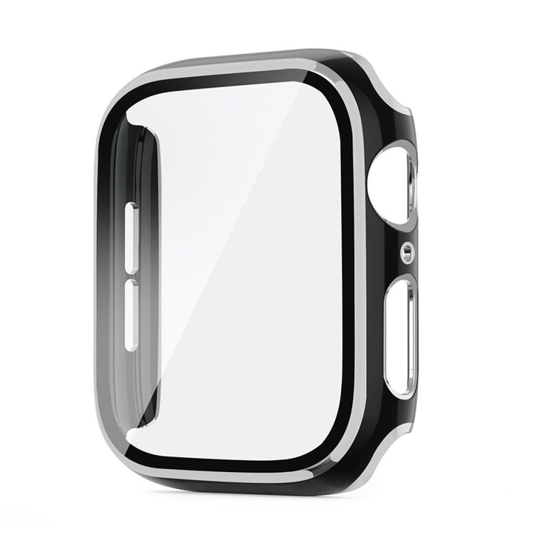 Rigtigt Flot Apple Watch Series 6 44mm / Apple Watch Series 5 44mm Cover med Skærmbeskytter i Silikone og Hærdet Glas - Sort#serie_4