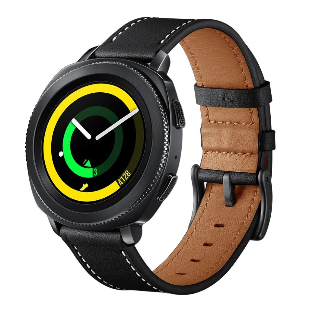 Helt vildt sejt Samsung Gear Sport Ægte læder Rem - Sort#serie_2