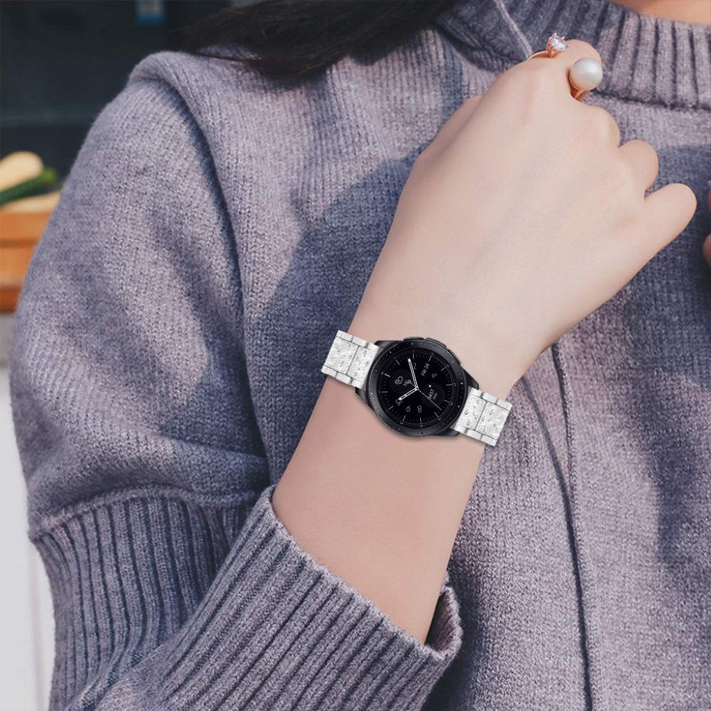 Fint Samsung Galaxy Watch (42mm) Metal og Rhinsten Rem - Sølv#serie_2
