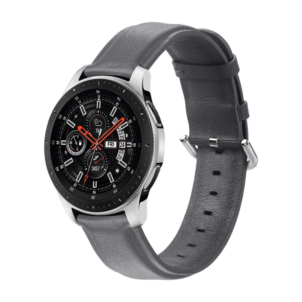 Meget fint Samsung Galaxy Watch (46mm) Ægte læder Rem - Sølv#serie_3