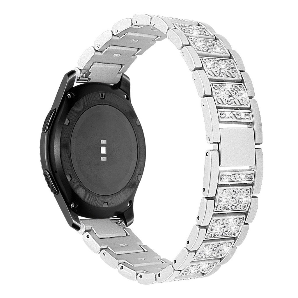 Vildt sejt Samsung Gear S3 Frontier Metal og Rhinsten Rem - Sølv#serie_2