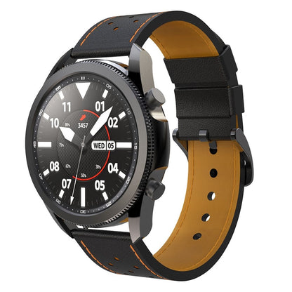 Fantastisk Samsung Galaxy Watch 3 (45mm) Ægte læder Rem - Sort#serie_1