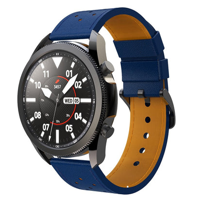 Fantastisk Samsung Galaxy Watch 3 (45mm) Ægte læder Rem - Blå#serie_4