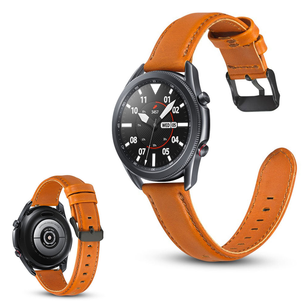 Holdbart Samsung Galaxy Watch 3 (41mm) Ægte læder Rem - Orange#serie_4