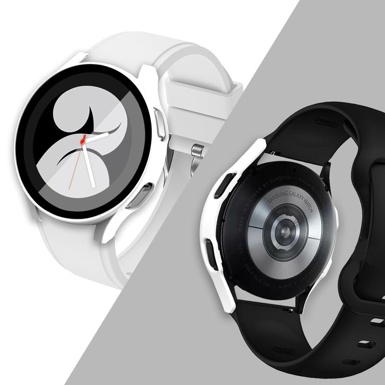 Rigtigt Fint Samsung Galaxy Watch 4 (40mm) Cover med Skærmbeskytter i Plastik og Hærdet Glas - Hvid#serie_2