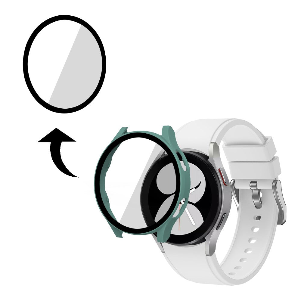 Rigtigt Fint Samsung Galaxy Watch 4 (40mm) Cover med Skærmbeskytter i Plastik og Hærdet Glas - Grøn#serie_5