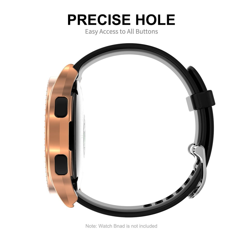 Fed Samsung Galaxy Watch 4 (44mm) Cover med Skærmbeskytter i Rhinsten og Hærdet Glas - Pink#serie_1