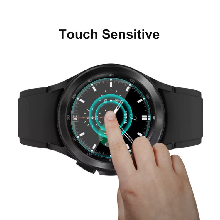 Rigtigt Fint Samsung Galaxy Watch 4 Classic (42mm) Cover med Skærmbeskytter i Rhinsten og Hærdet Glas - Gennemsigtig#serie_2