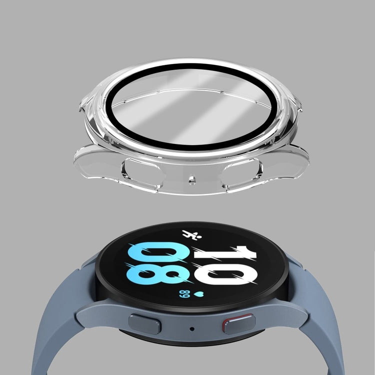 Meget Fint Samsung Galaxy Watch 5 (40mm) / Samsung Galaxy Watch 4 (40mm) Cover med Skærmbeskytter i Plastik og Hærdet Glas - Gennemsigtig#serie_8