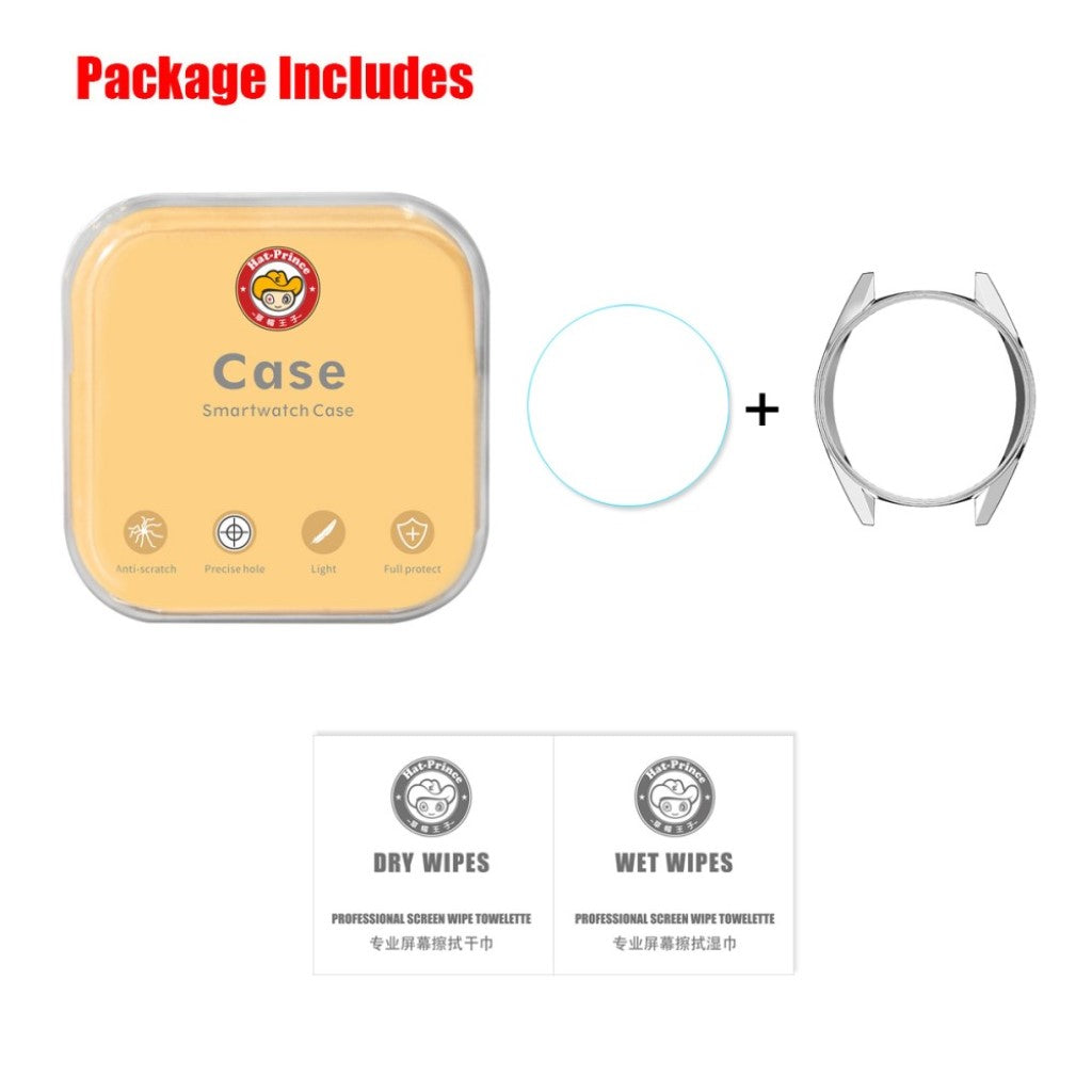  Huawei Watch / Huawei Watch GT Plastik og Glas Cover med Skærmbeskytter - Sølv#serie_2