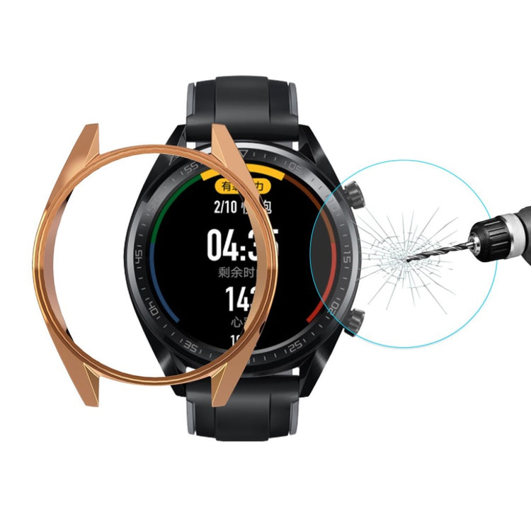 Vildt Godt Huawei Watch GT Cover med Skærmbeskytter i Plastik og Glas - Guld#serie_3