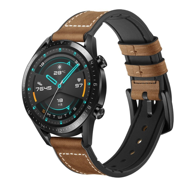 Helt vildt elegant Huawei Watch GT 2 46mm Ægte læder Rem - Brun#serie_4