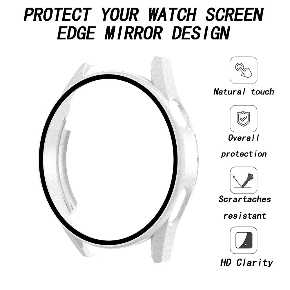 Mega Godt Cover med Skærmbeskytter i Plastik og Hærdet Glas passer til Huawei Watch GT 3 (46mm) - Hvid#serie_2