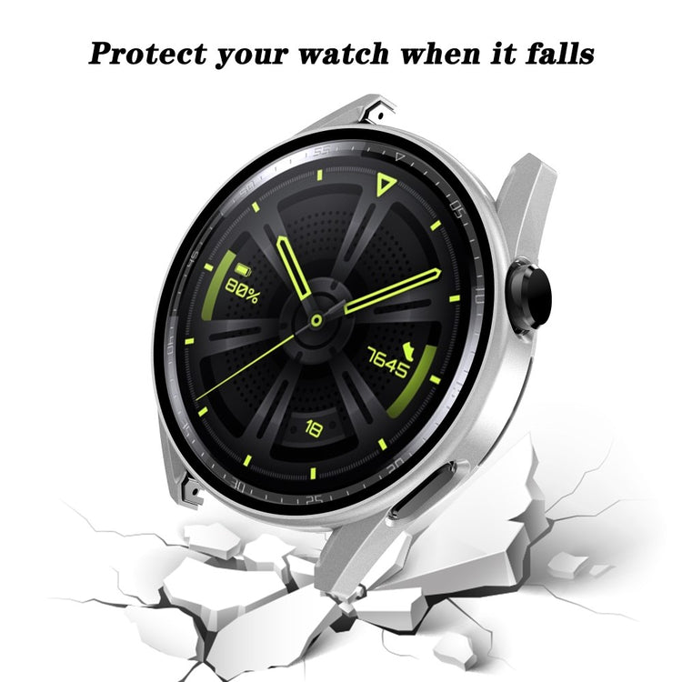 Rigtigt Godt Huawei Watch GT 3 (46mm) Cover med Skærmbeskytter i Plastik og Hærdet Glas - Sølv#serie_4