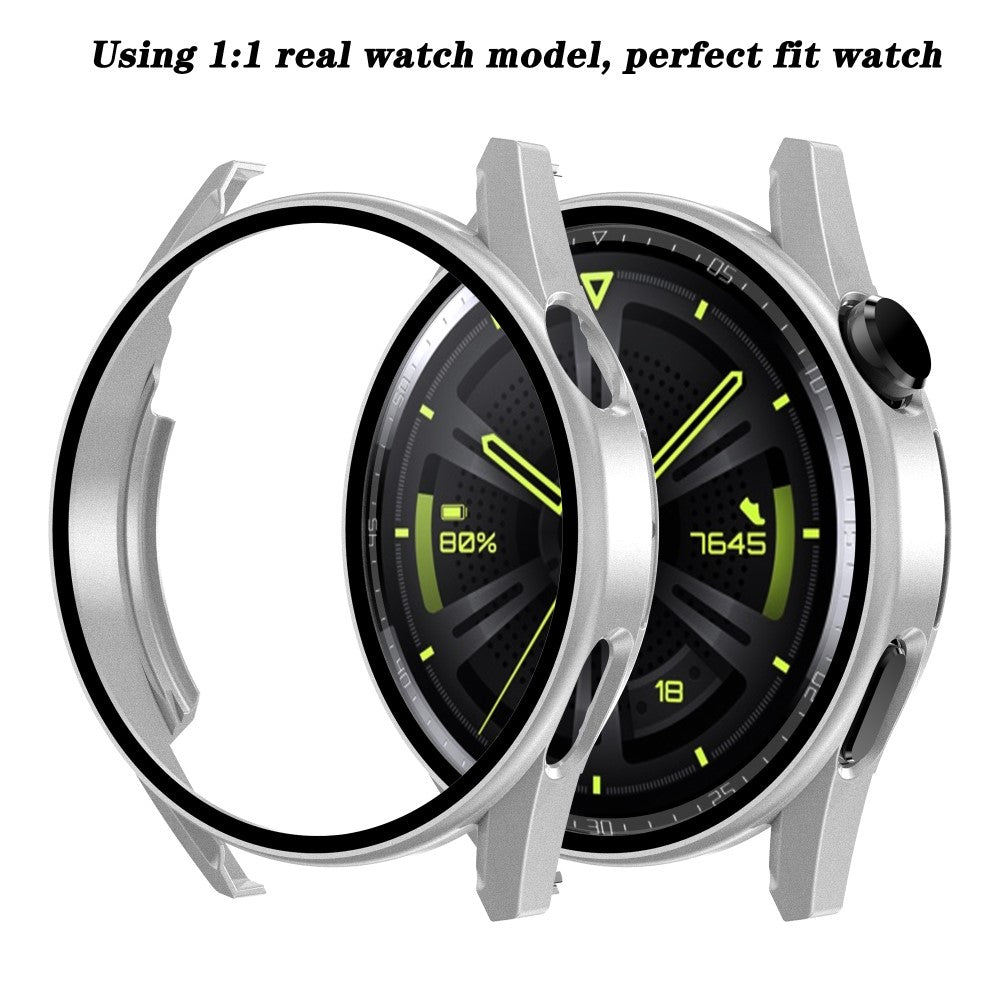 Rigtigt Godt Huawei Watch GT 3 (46mm) Cover med Skærmbeskytter i Plastik og Hærdet Glas - Sølv#serie_4