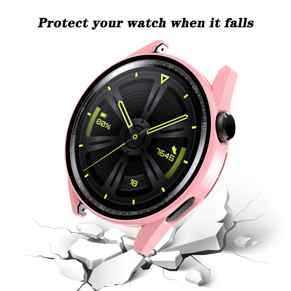 Rigtigt Godt Huawei Watch GT 3 (46mm) Cover med Skærmbeskytter i Plastik og Hærdet Glas - Pink#serie_6