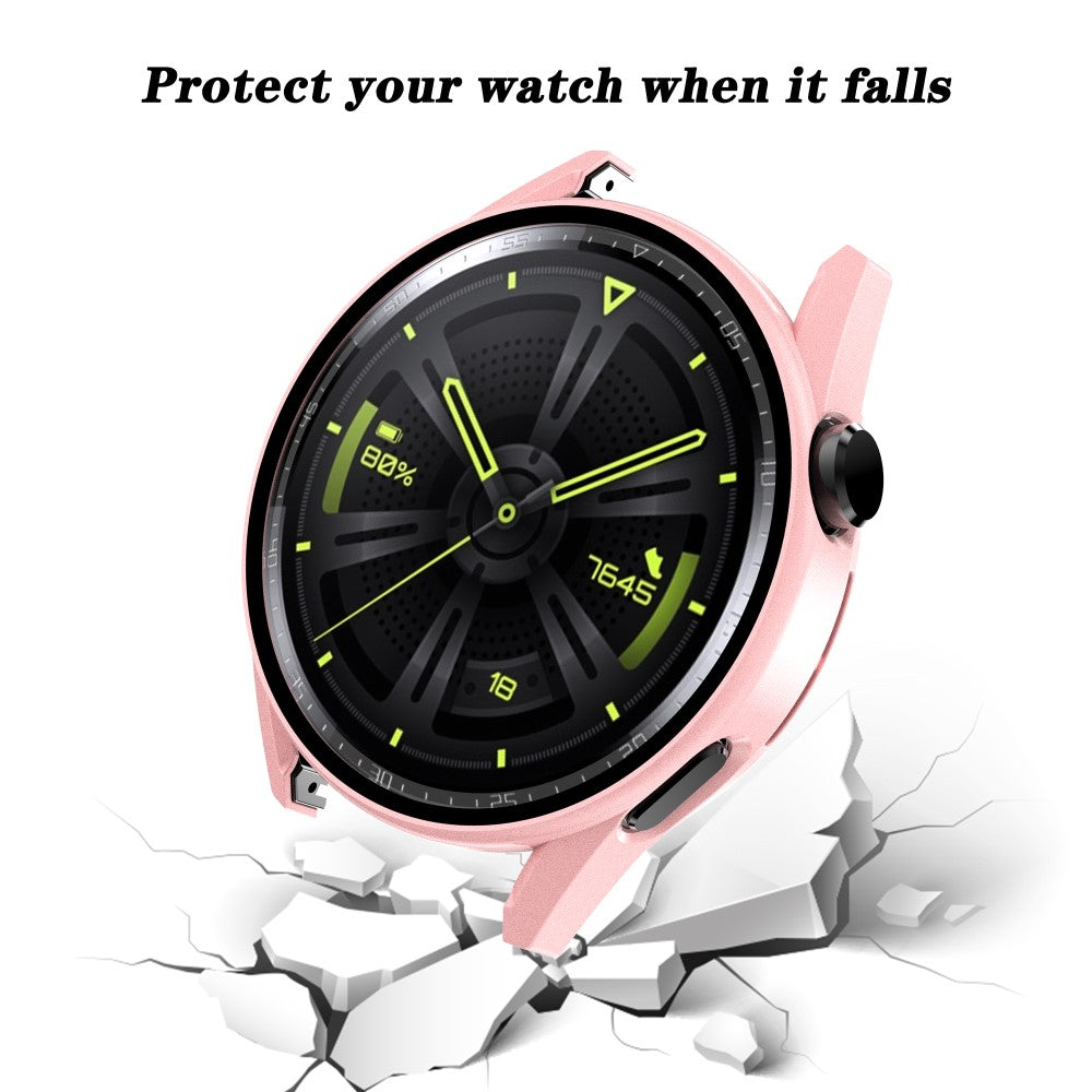 Rigtigt Godt Huawei Watch GT 3 (46mm) Cover med Skærmbeskytter i Plastik og Hærdet Glas - Pink#serie_7